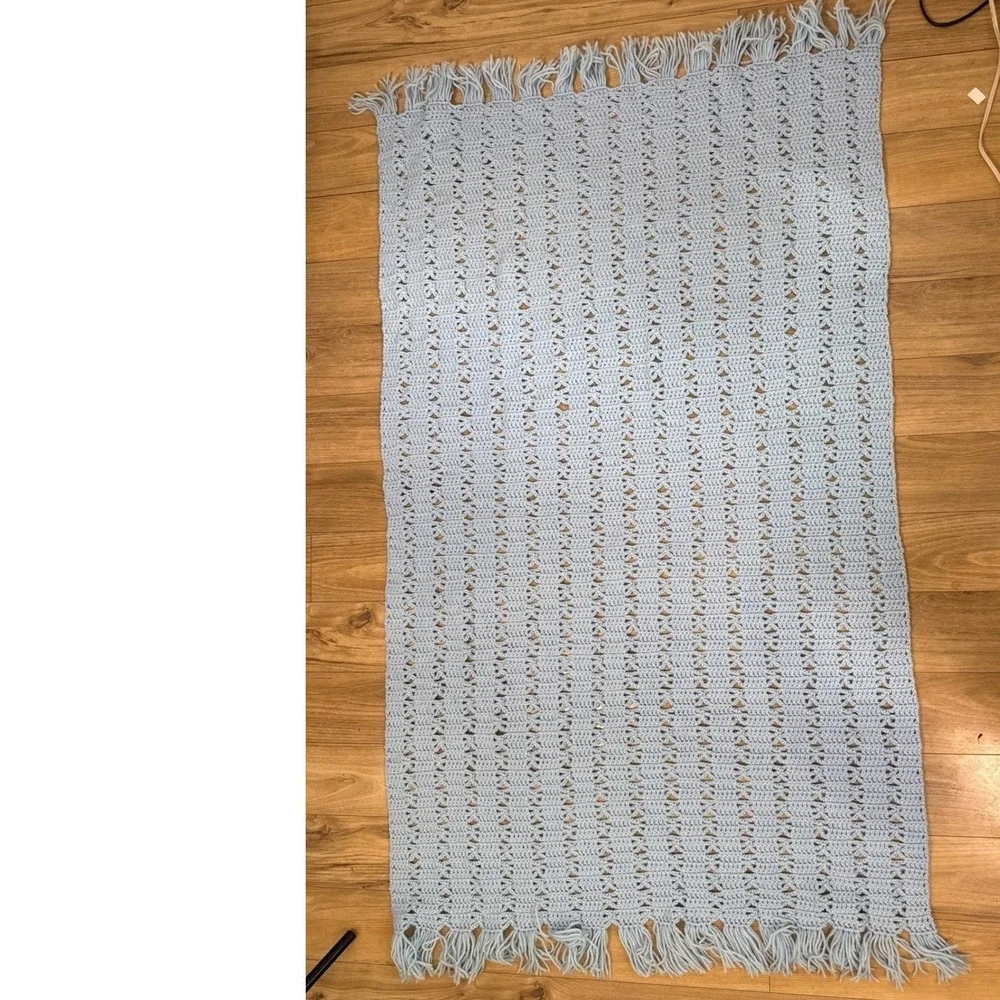 Crochet Throw Blanket OS Light‎ Infant 62 x37